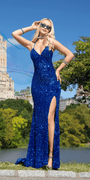 Sequin Lace Up Dress with Side Slit Image 8