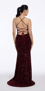 Sequin Lace Up Dress with Side Slit Image 6
