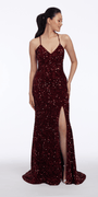 Sequin Lace Up Dress with Side Slit Image 5
