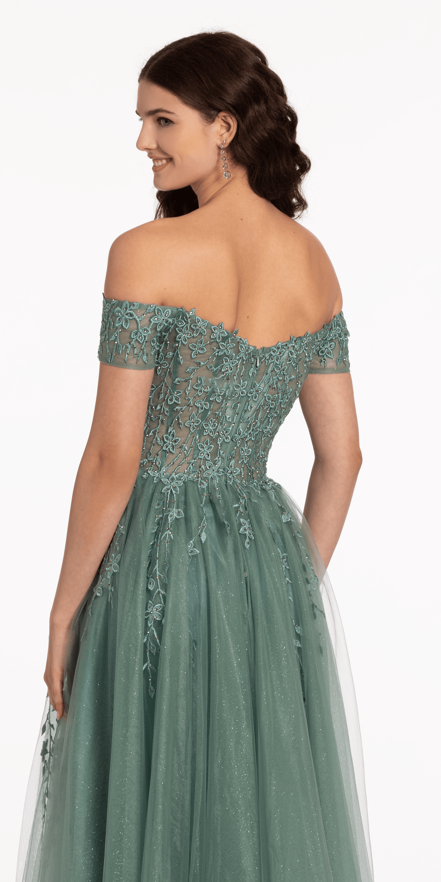 Camille La Vie Off the Shoulder Embroidered Tulle Ballgown