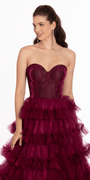 Glitter Mesh Sweetheart Corset Tiered Ballgown Image 3