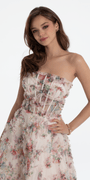 Strapless Ruffle Floral Print Ballgown Image 4