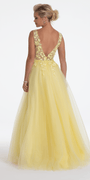 Deep V Back 3 D Floral Tulle Ballgown Image 5