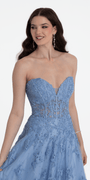 Sweetheart Embroidered Mesh Corset Ballgown Image 2