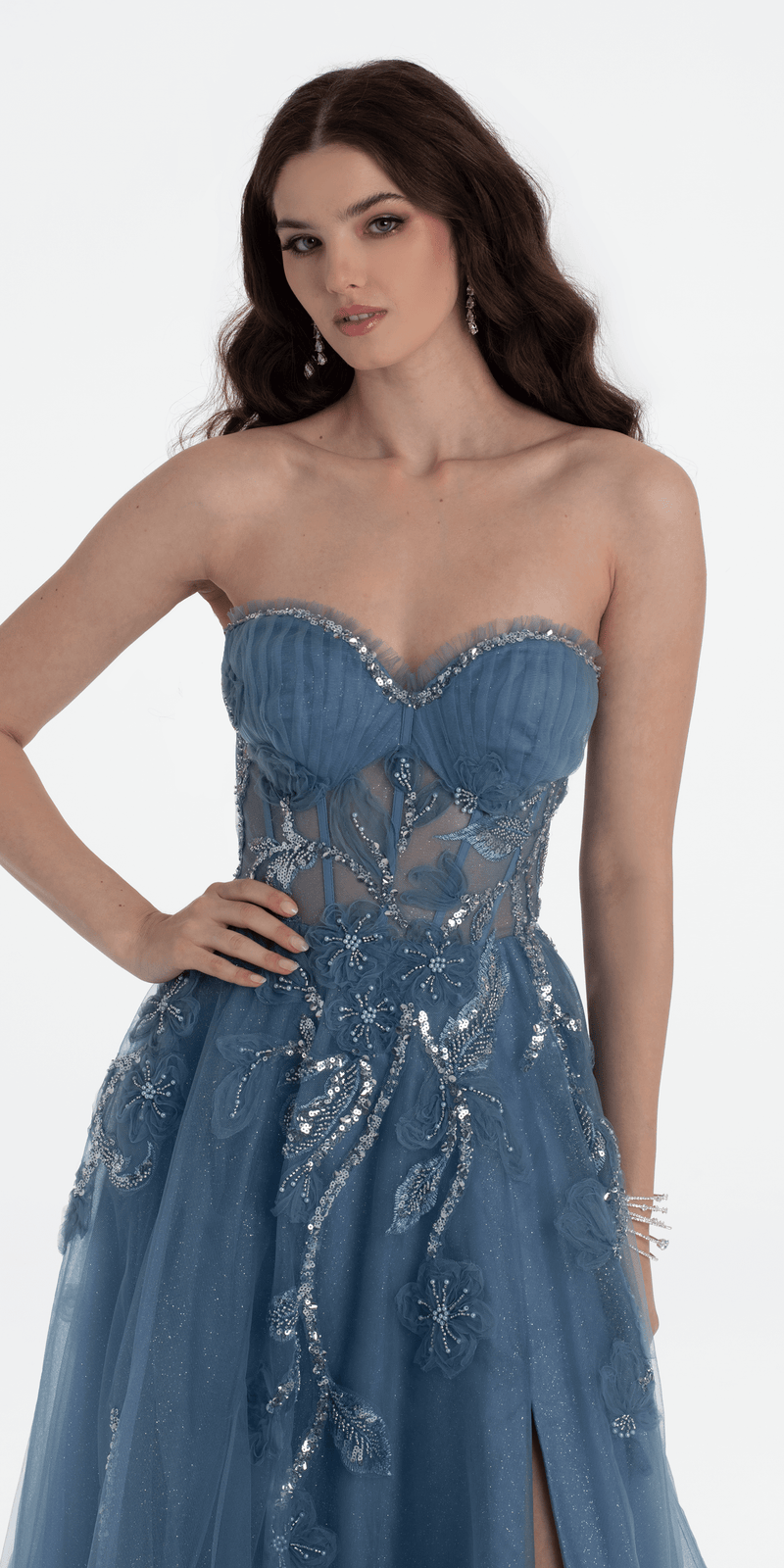 Glitter Tulle Embellished Sweetheart Ballgown Image 8