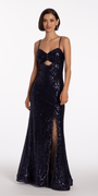 Illusion Sequin Sweetheart Keyhole Trumpet Dress Image 4