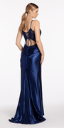 Shimmer Satin Sweetheart Column Dress with Beaded Bodice Image 4