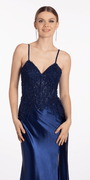 Shimmer Satin Sweetheart Column Dress with Beaded Bodice Image 2