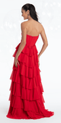 red/size/4/missy/Camille La Vie/Strapless Beaded Chiffon Corset Tiered Ballgown/back