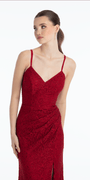wine/size/4/missy/Camille La Vie/Sweetheart Lace Strappy Back Column Dress with Heat Set Stones /close up
