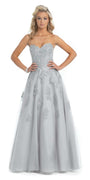 Metallic Lace Applique Sweetheart Tulle Ballgown Image 3
