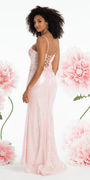 pink/size/4/Camille La Vie/Mesh Burst of Floral Sweetheart Sequin Column Dress/back