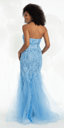 Strapless Beaded Mermaid Dress with Mesh Ruffle Godets Image 3