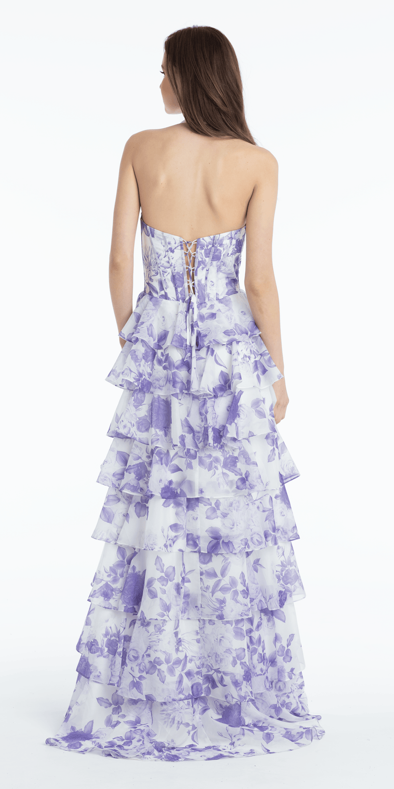 Floral Print Chiffon Halter Corset Tiered A Line Dress petite / 8 / lilac Floral Print Chiffon Halter Corset Tiered A Line Dress petite / 8 / lilac