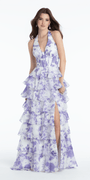 Floral Print Chiffon Halter Corset Tiered A Line Dress Image 1