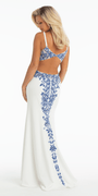 Jersey Plunge Column Dress with Embellished Side Cut Outs Image 5