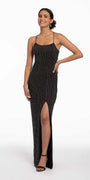 black/size/4/missy/Camille La Vie/Stone Netting Lace Up Dress with Side Slit /front 1