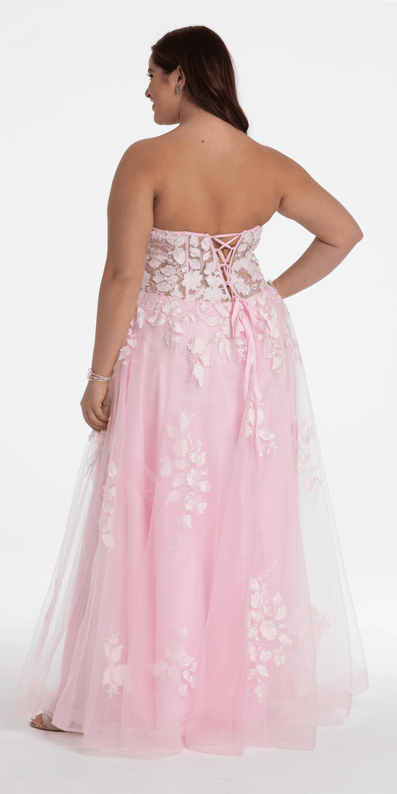 Floral Mesh Applique Corset A-Line Dress Image 11
