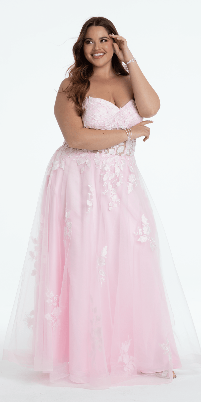 Floral Mesh Applique Corset A-Line Dress Image 9