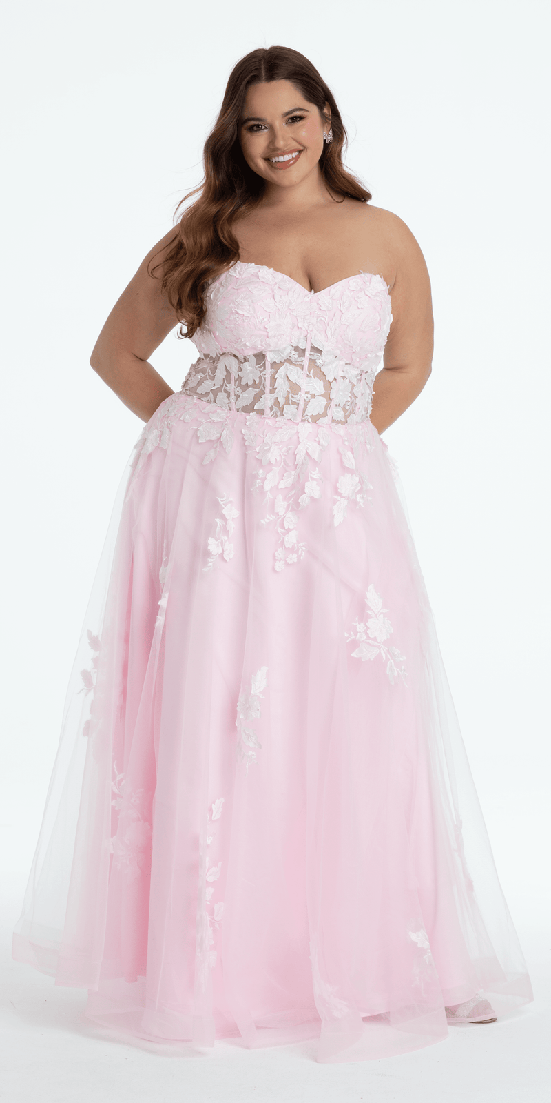 Floral Mesh Applique Corset A-Line Dress Image 10