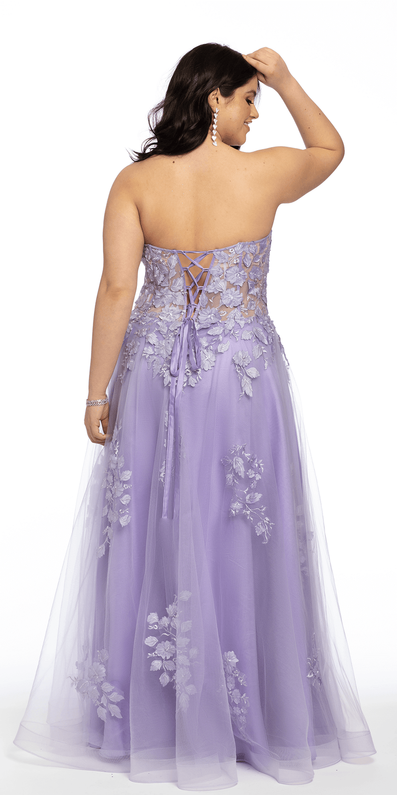 Floral Mesh Applique Corset A-Line Dress Image 8
