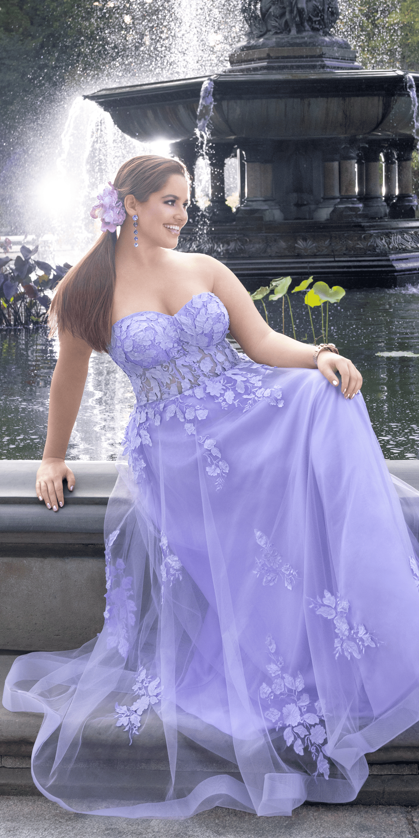 Camille La Vie/ Floral Mesh Applique Corset A-Line Dress /plus  /14 / lilac/front 1