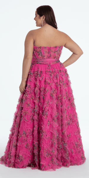 Floral Tulle Corset Ballgown with Waist Tie Image 8