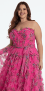 Floral Tulle Corset Ballgown with Waist Tie Image 7