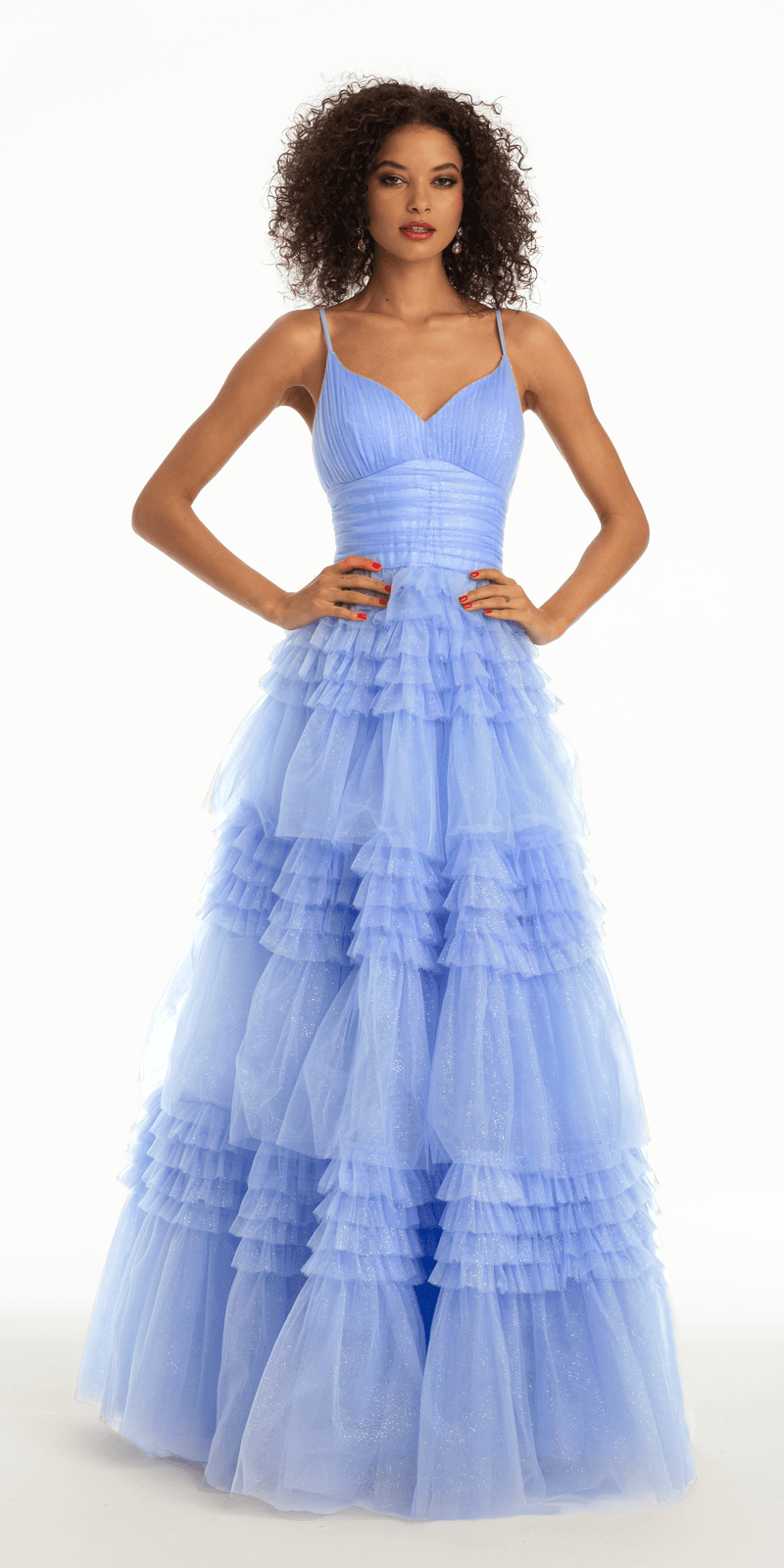 Sweetheart Mesh Ruched Tiered Lace Up Back Ballgown – Camille La Vie