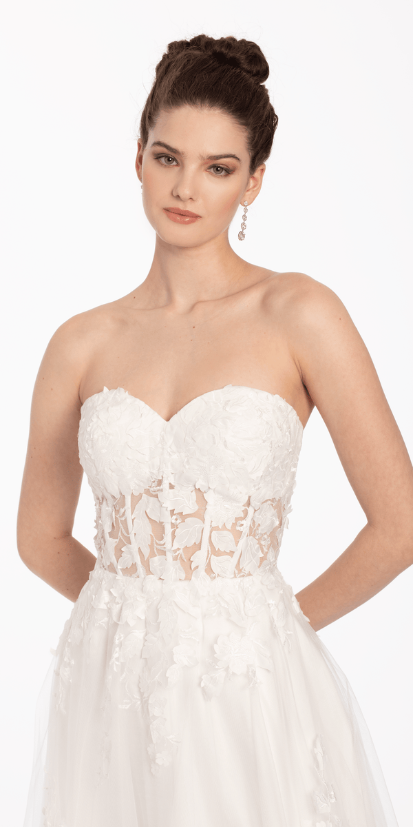 Floral Mesh Applique Corset A-Line Dress Image 2