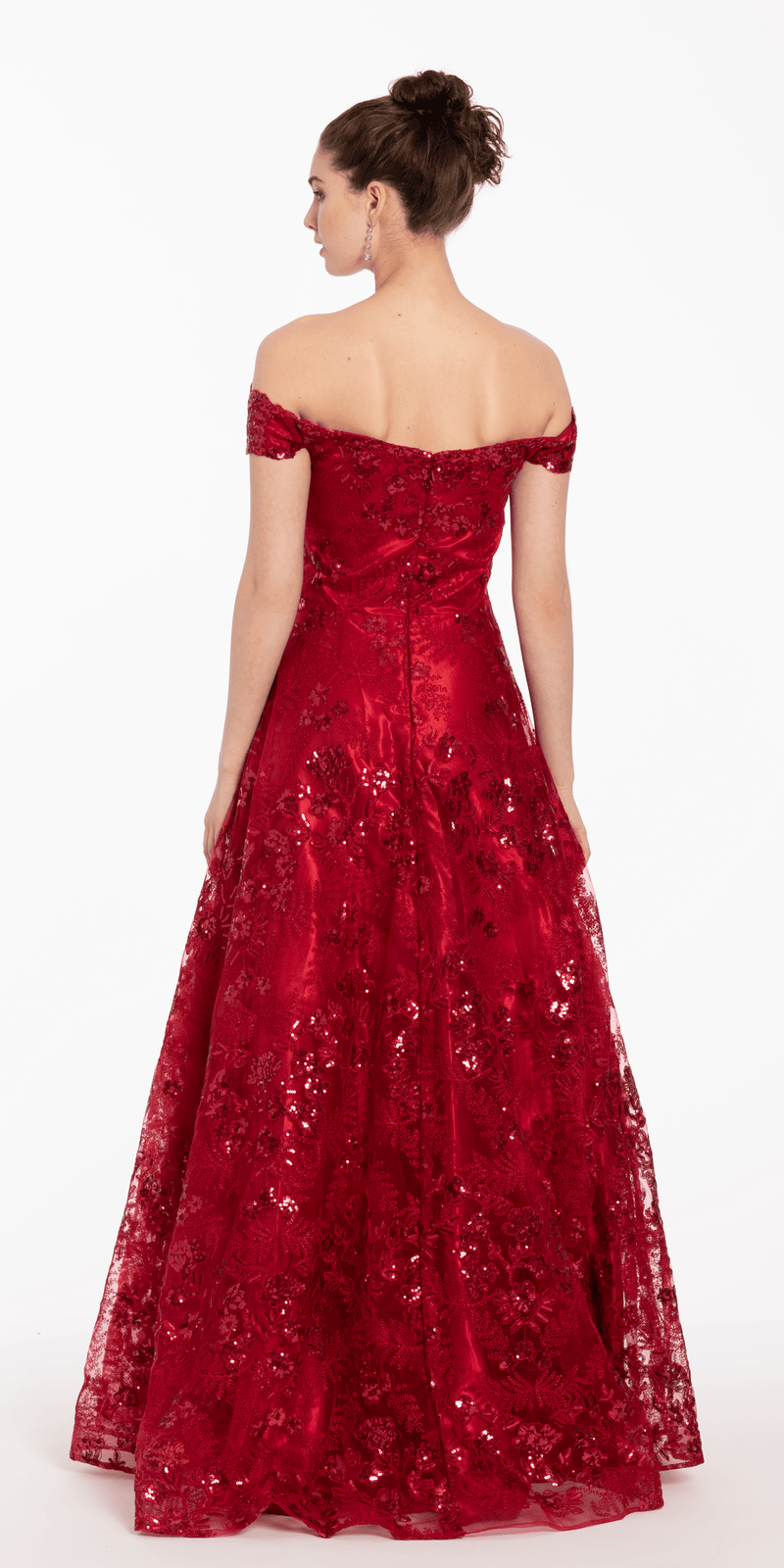 Off the Shoulder Floral Embroidered A Line Dress Image 5