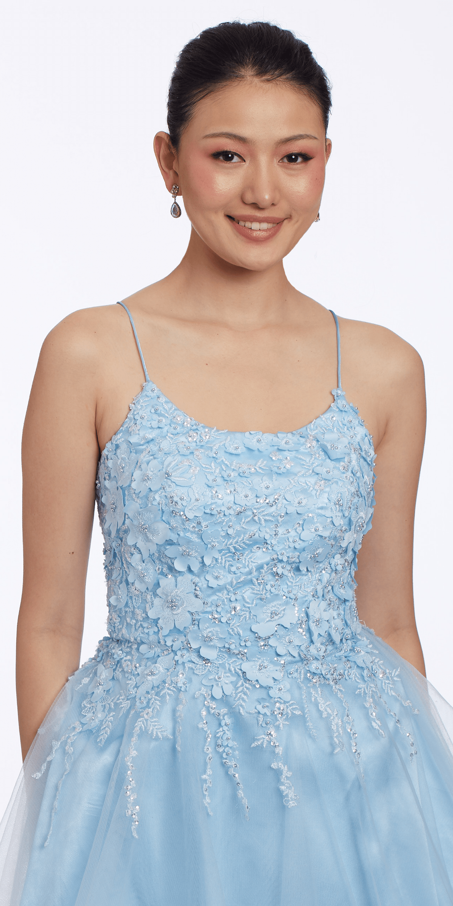 Camille La Vie Strappy Back 3 D Floral Tulle Fit and Flare  Dress