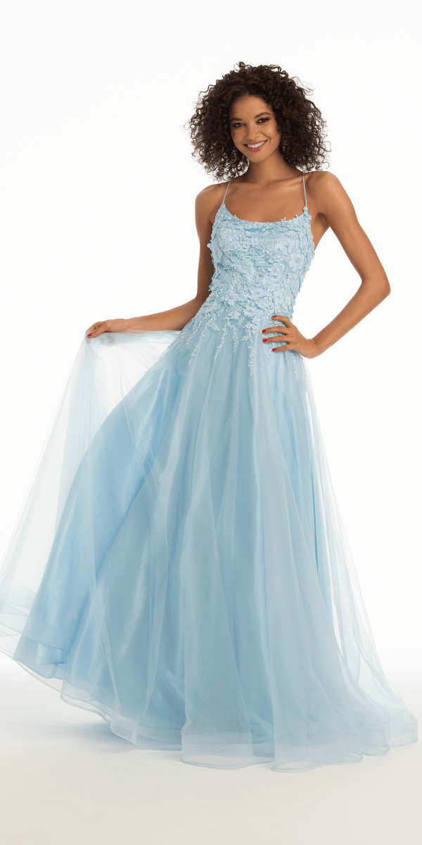 Floral mesh prom outlet dress