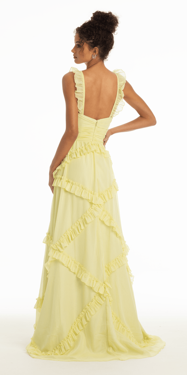 Sweetheart Chiffon Ruffle Dress with Keyhole Front Image 5