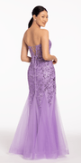 Strapless Embroidered Mermaid Dress with Mesh Godets Image 3