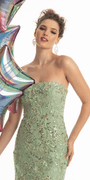 Strapless Embroidered Mermaid Dress with Mesh Godets Image 5
