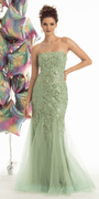 Strapless Embroidered Mermaid Dress with Mesh Godets Image 4