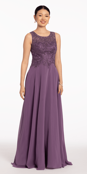 Beaded Bodice Chiffon A Line Dress Image 1