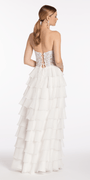 Embroidered Strapless Chiffon Tiered Corset Ballgown Image 3