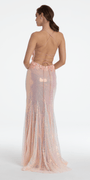 3 D Embroidered Pearl and Sequin Column Dress with Side Slit Image 5