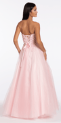 Strapless Glitter Tulle Ballgown with 3D Detail - Camille La Vie