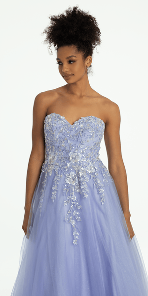 3D Embroidered Sweetheart Glitter Ballgown Image 3