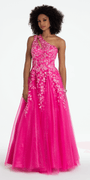 One Shoulder Keyhole Embroidered Tulle Ballgown Image 4