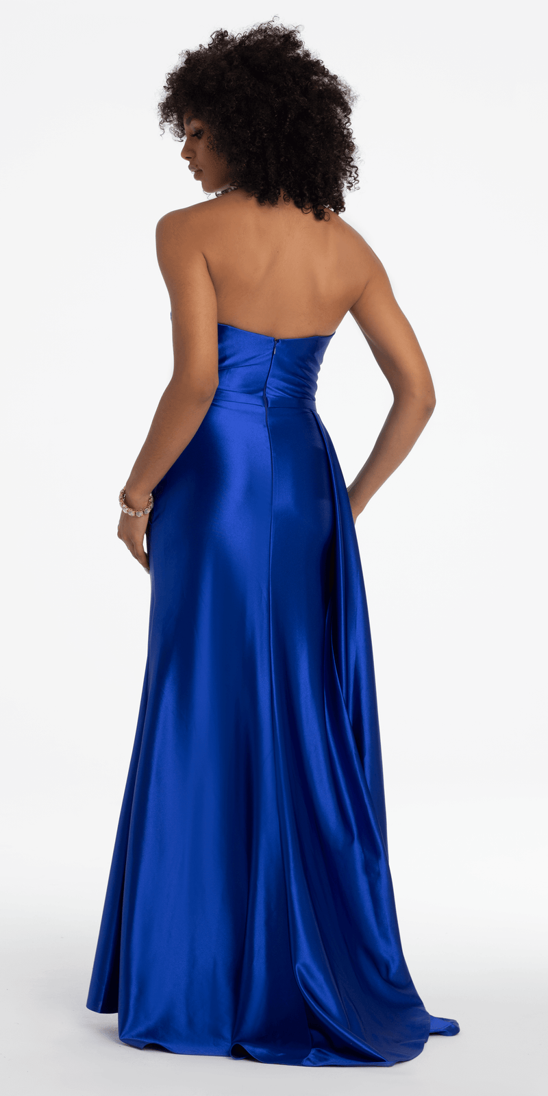 Sweetheart Sparkle Stretch Satin Column Dress with Side Drape Camille La Vie Sweetheart Sparkle Stretch Satin Column Dress with Side Drape Camille La Vie