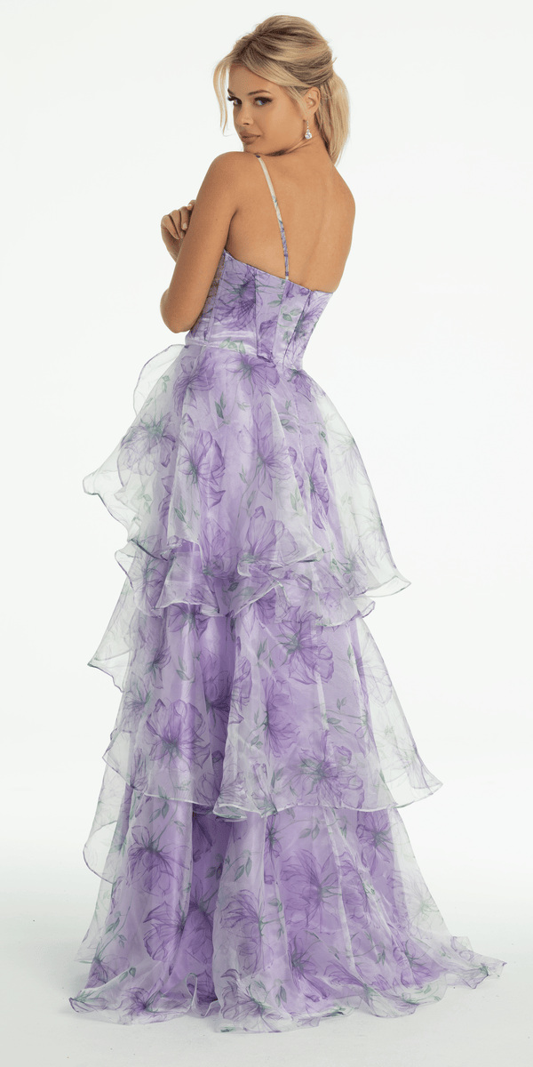 Floral Organza Tiered Corset Ballgown Image 5