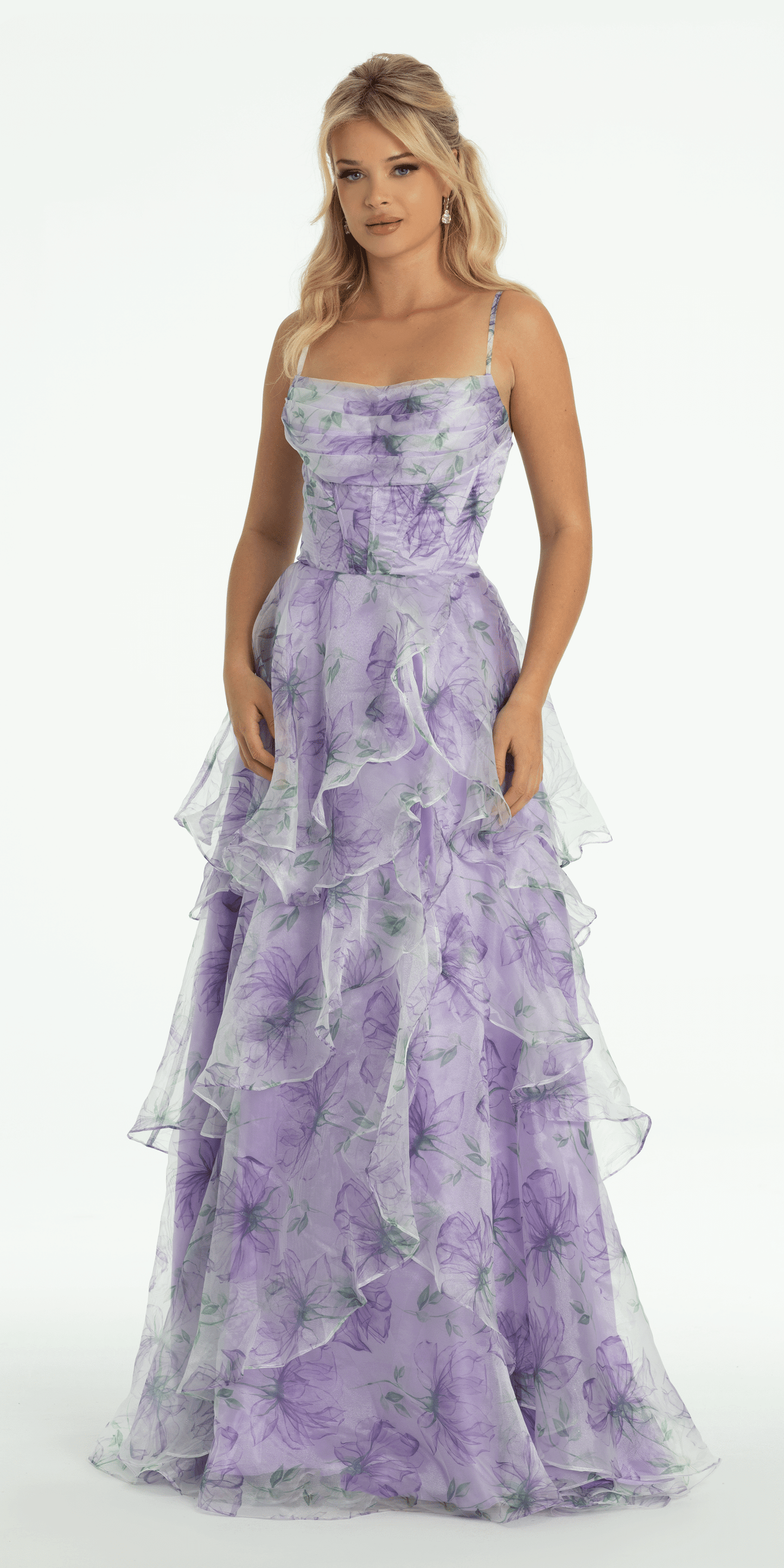 Floral Organza Tiered Corset Ballgown
