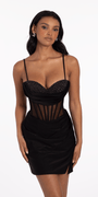 Beaded Sweetheart Sheer Corset Bodycon Dress Image 1