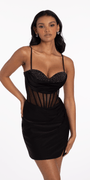 Beaded Sweetheart Sheer Corset Bodycon Dress Image 4
