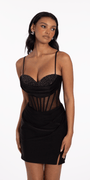 Beaded Sweetheart Sheer Corset Bodycon Dress Image 2