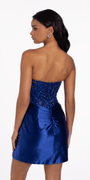 Strapless Satin Embellished Bodycon Dress with Ruching Image 5